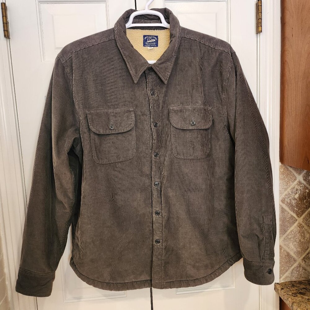 NWOT J Crew Sherpa-lined corduroy shirt-jacket - Size XL- Grey